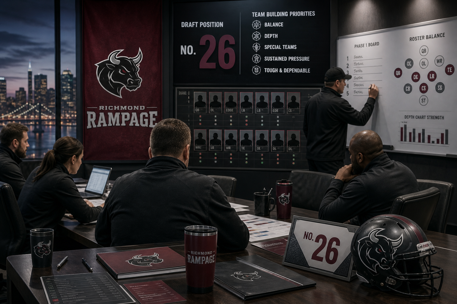 Richmond Rampage pre-draft interview feature illustration — official CGL draft position No. 26