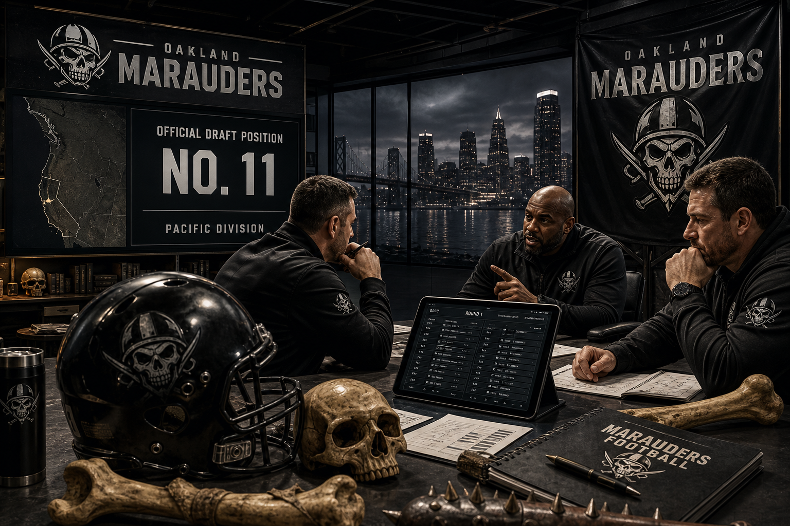 Oakland Marauders pre-draft interview feature illustration — official CGL draft position No. 11