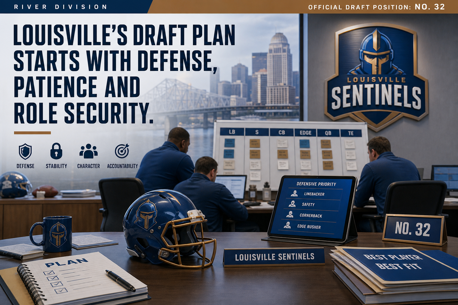 Louisville Sentinels pre-draft interview feature illustration — official CGL draft position No. 32
